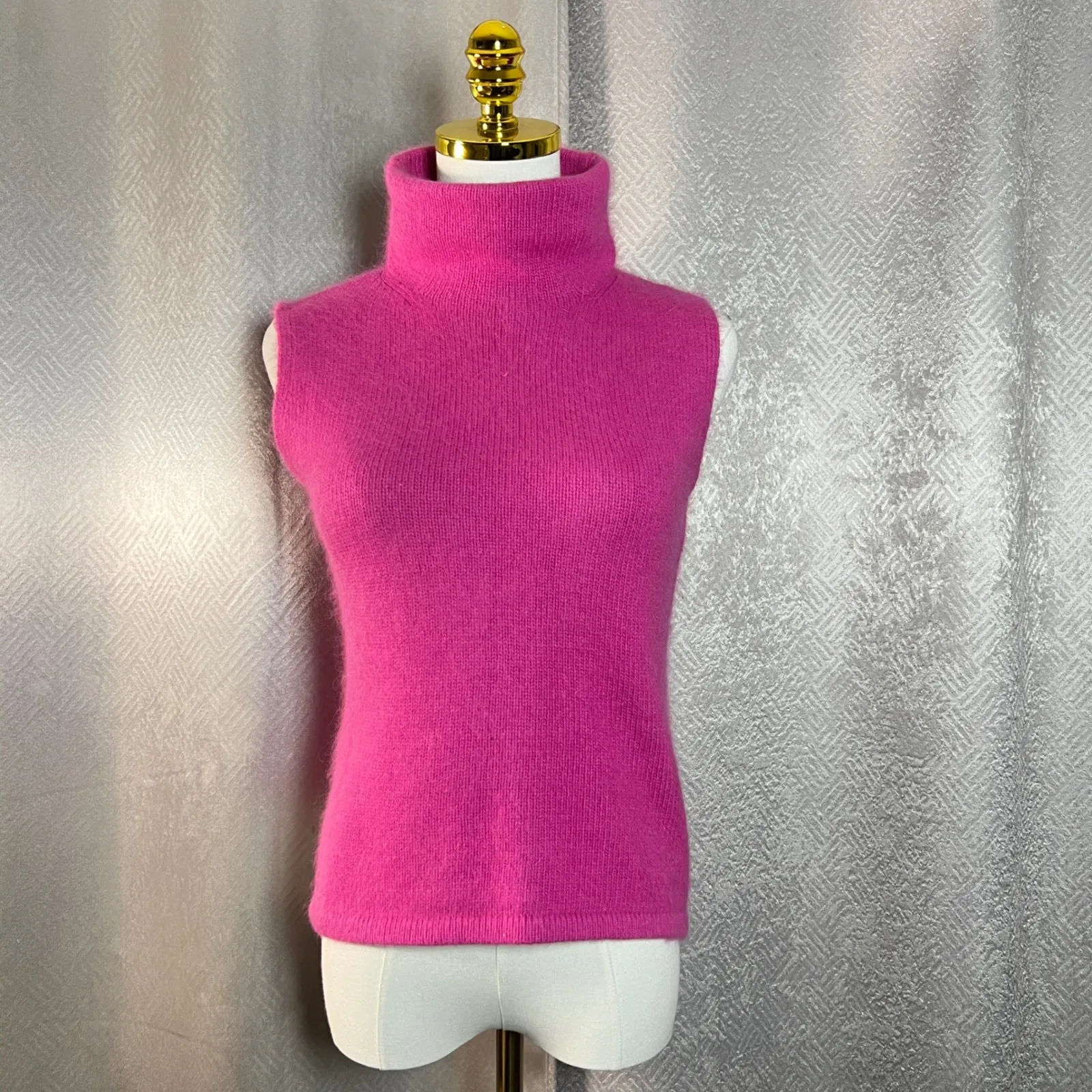 Ann Taylor LOFT Pink Knit Turtle Neck Sleeveless Sweater Top Women's M - Image 4