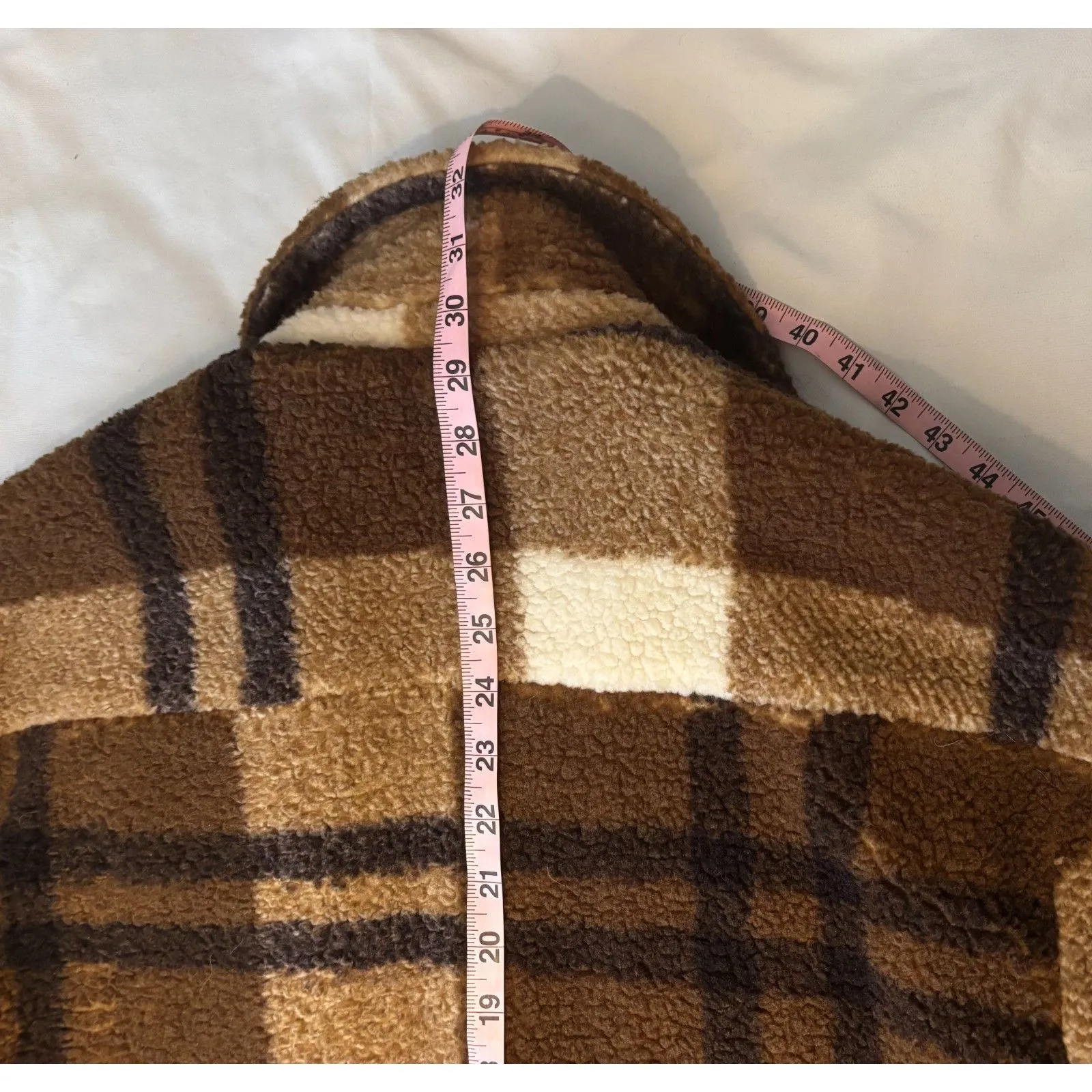 NWOT Stoic Oversized Plaid Sherpa Fleece Shirt Jacket, Brown, Sz S Brown - Image 7
