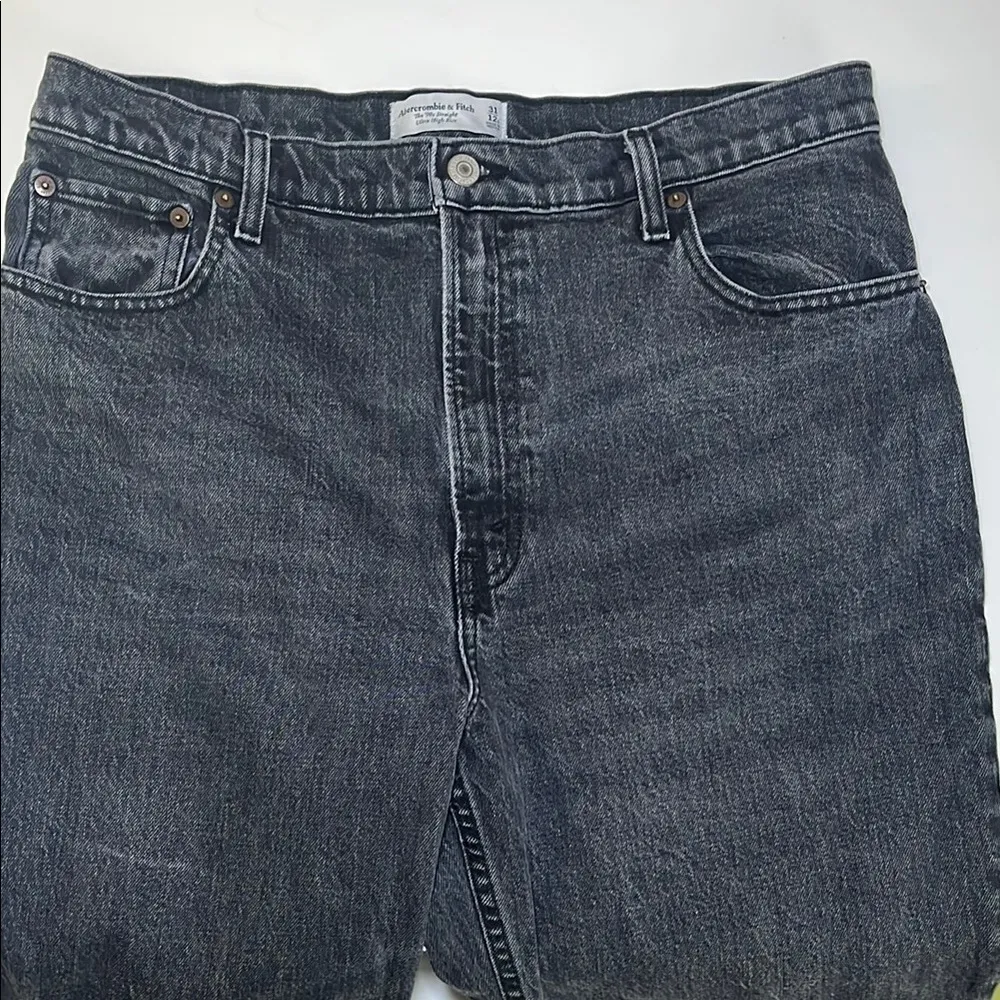 Abercrombie & Fitch Black Ultra High Rise Straight Jeans 12 Long - Image 4