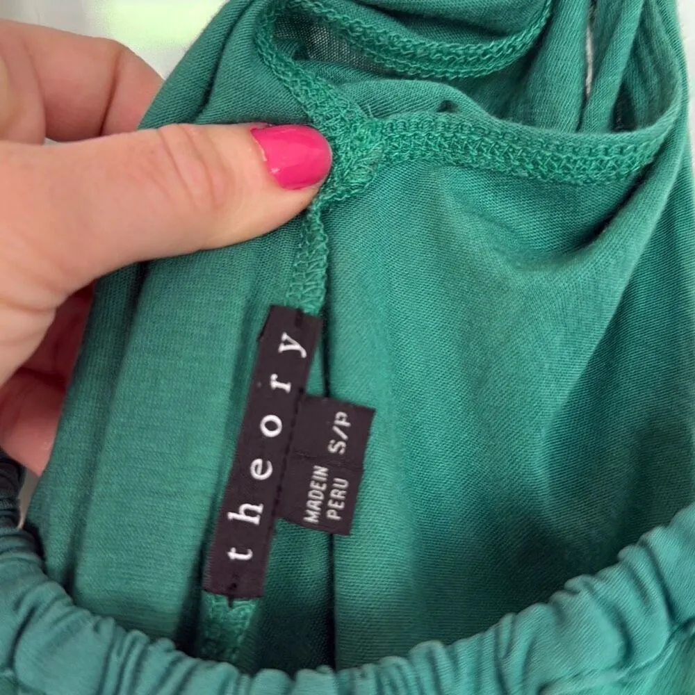 Theory Nadolin green silk pima cotton blend tank dress small - Image 6