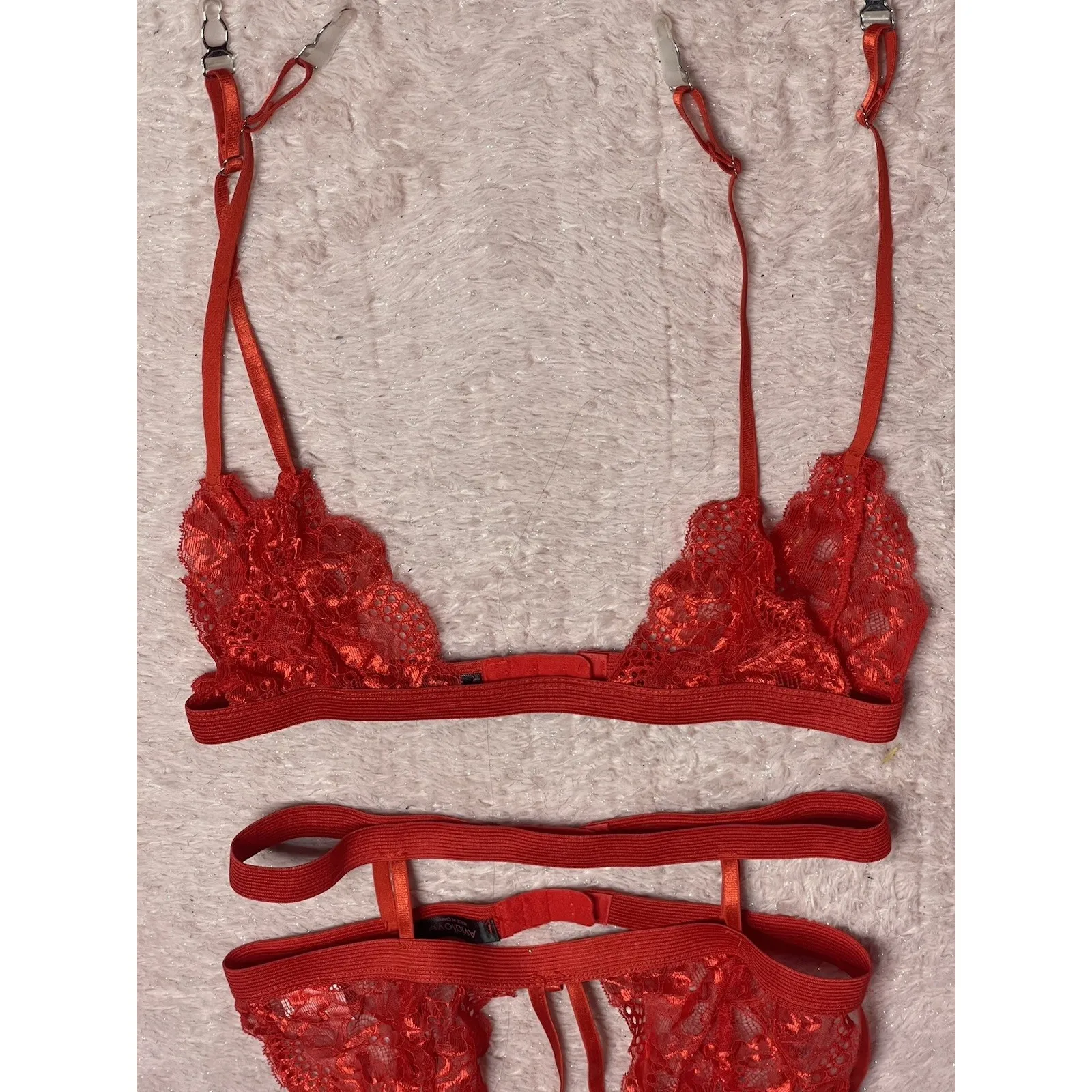 Avidlove Red Lace Lingerie Set & Suspender Belt Small - Image 3