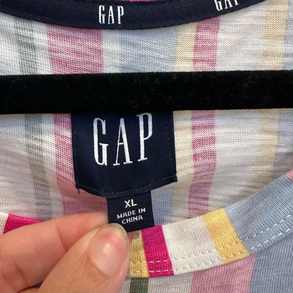 Gap Size XL Lightweight Tiered Layered Sleeveless Multi Stripe Summer Dress NWT! - Image 8