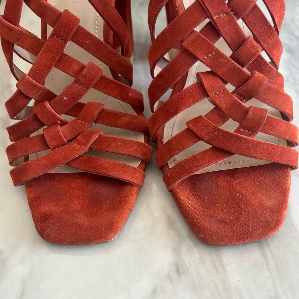 Charles David Micah Burnt Orange Red Caged Heeled Sandal - Image 5