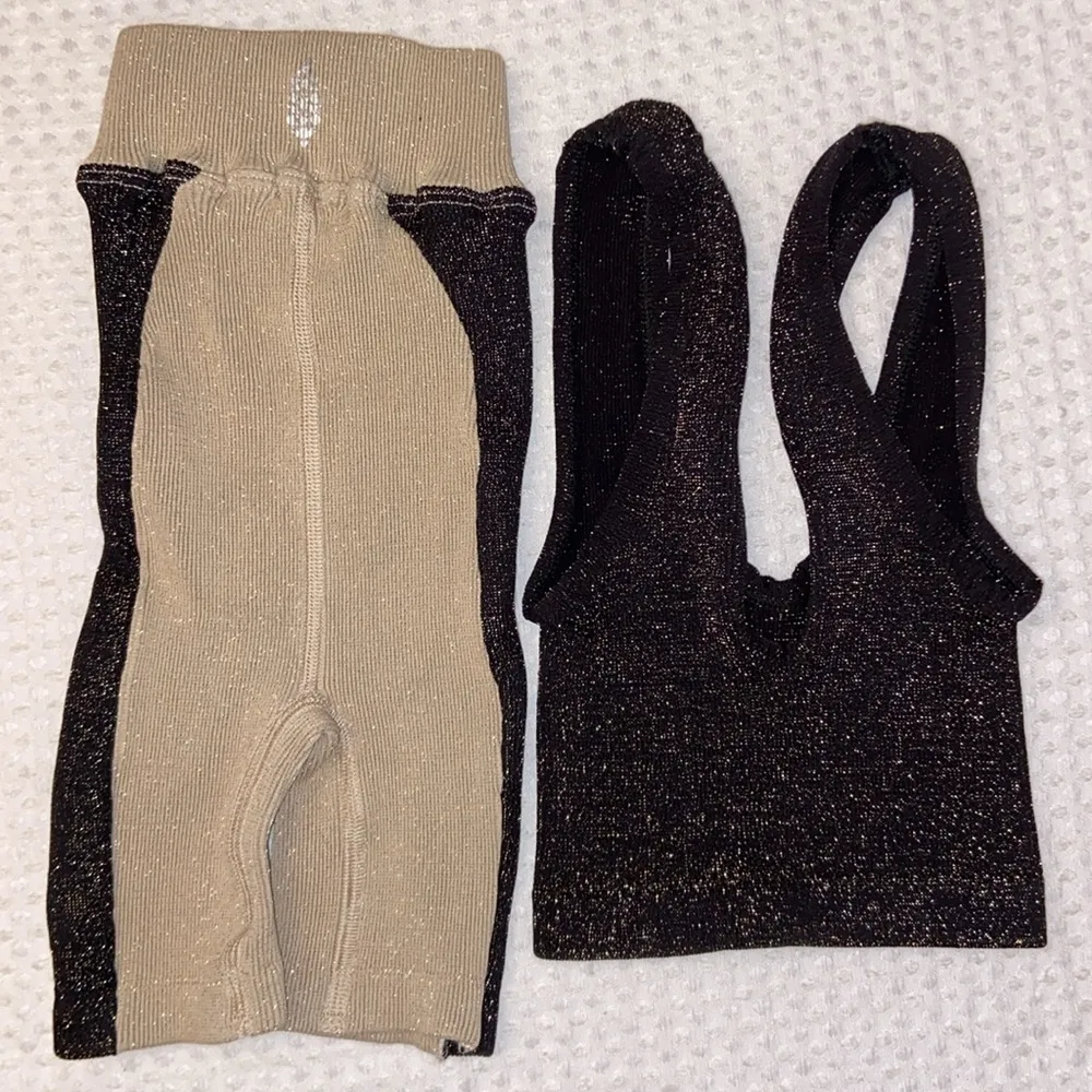 NEW! 3 Pc  MOVEMENT Rise & Shine Set Champagne Black Shorts Tank Top - Image 4