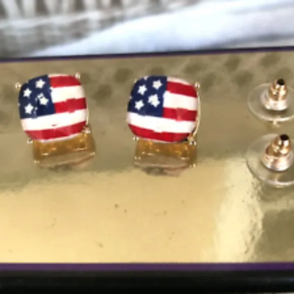 American Flag Earrings Posts Patriotic Memorial Veterans Labor Day July … - Image 2