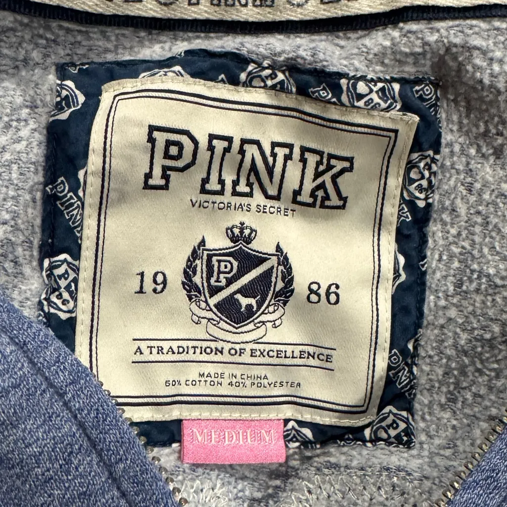 Victoria’s Secret PINK Y2K 00’s Zip Up Love Pink Hoodie Women’s Medium - Image 3