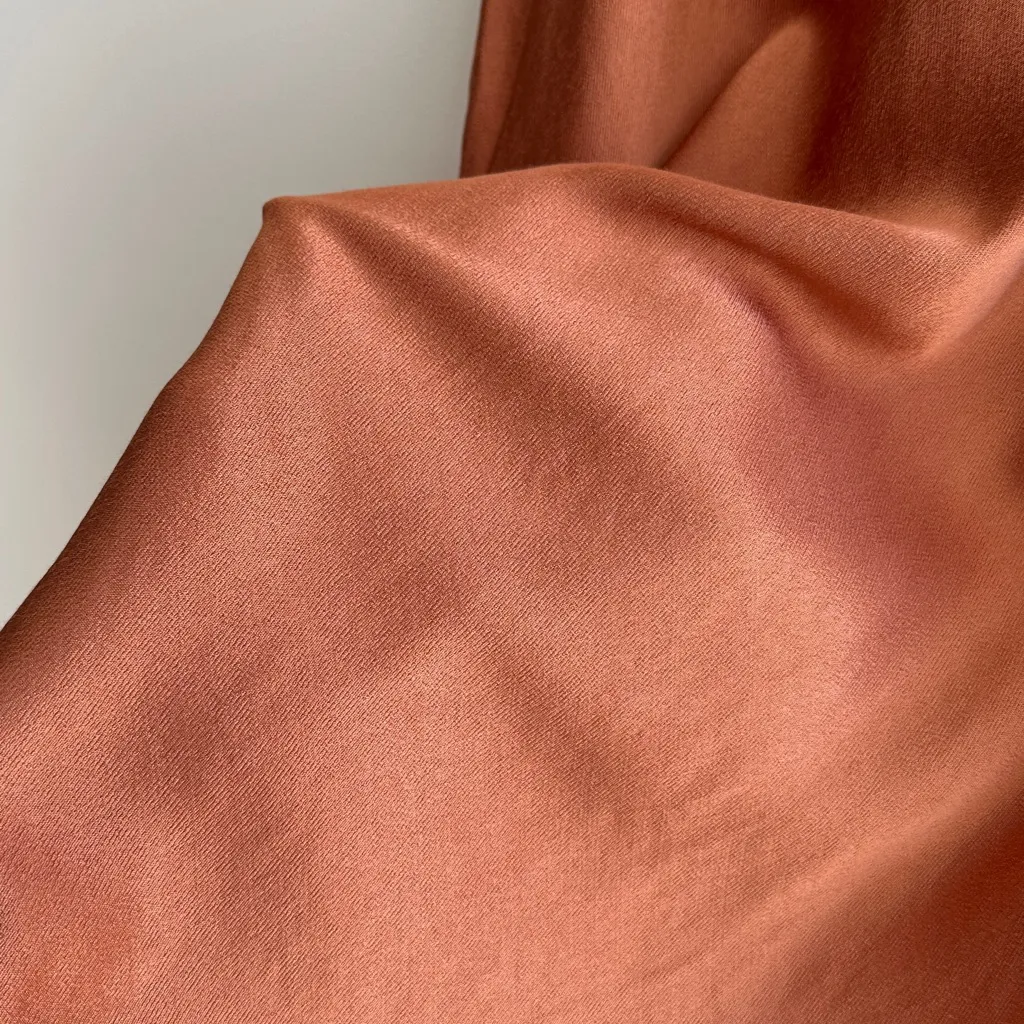 Socialite Terracotta/Pumpkin Orange Silky Bias Cut Midi Slit Skirt, Size XL - Image 9