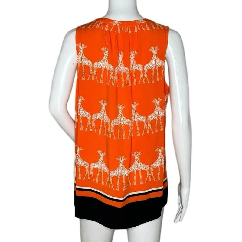 Crown & Ivy Shirt Womens Large Orange Blue Giraffe Print Safari Colorful Novelty - Image 4
