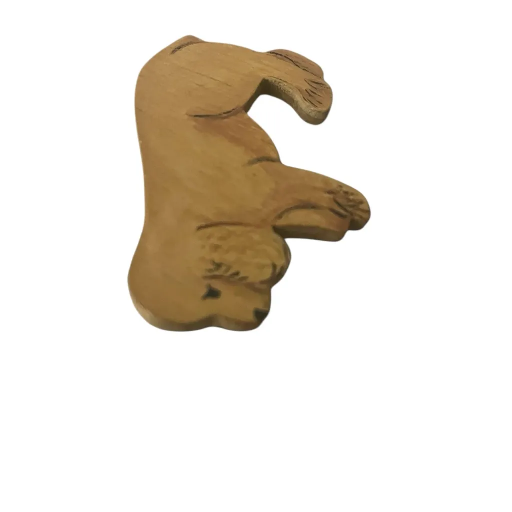 Vintage Hand Painted Wooden Dog Puppy Brooch Pin Novelty Golden Retriever Tan - Image 3