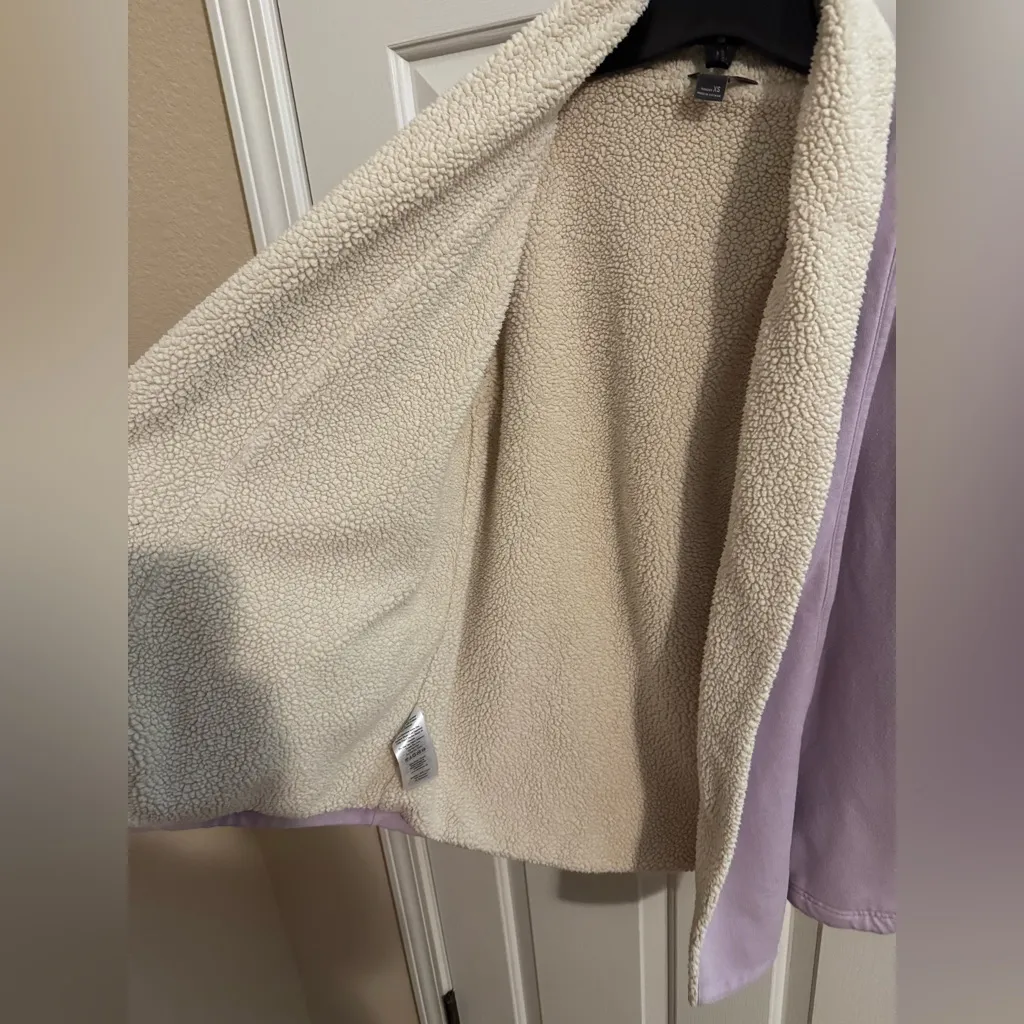 Eddie Bauer Oversized Snow Lodge Faux Shearling Lined Wrap Cardigan Purple  XS - Image 7