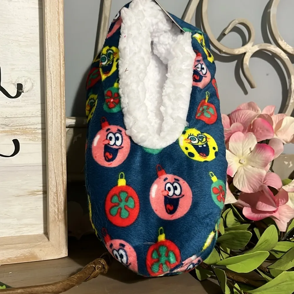 Christmas Sponge Bob Square Pants Slippers Ornaments Fleece Lined Comfy One Size - Image 8