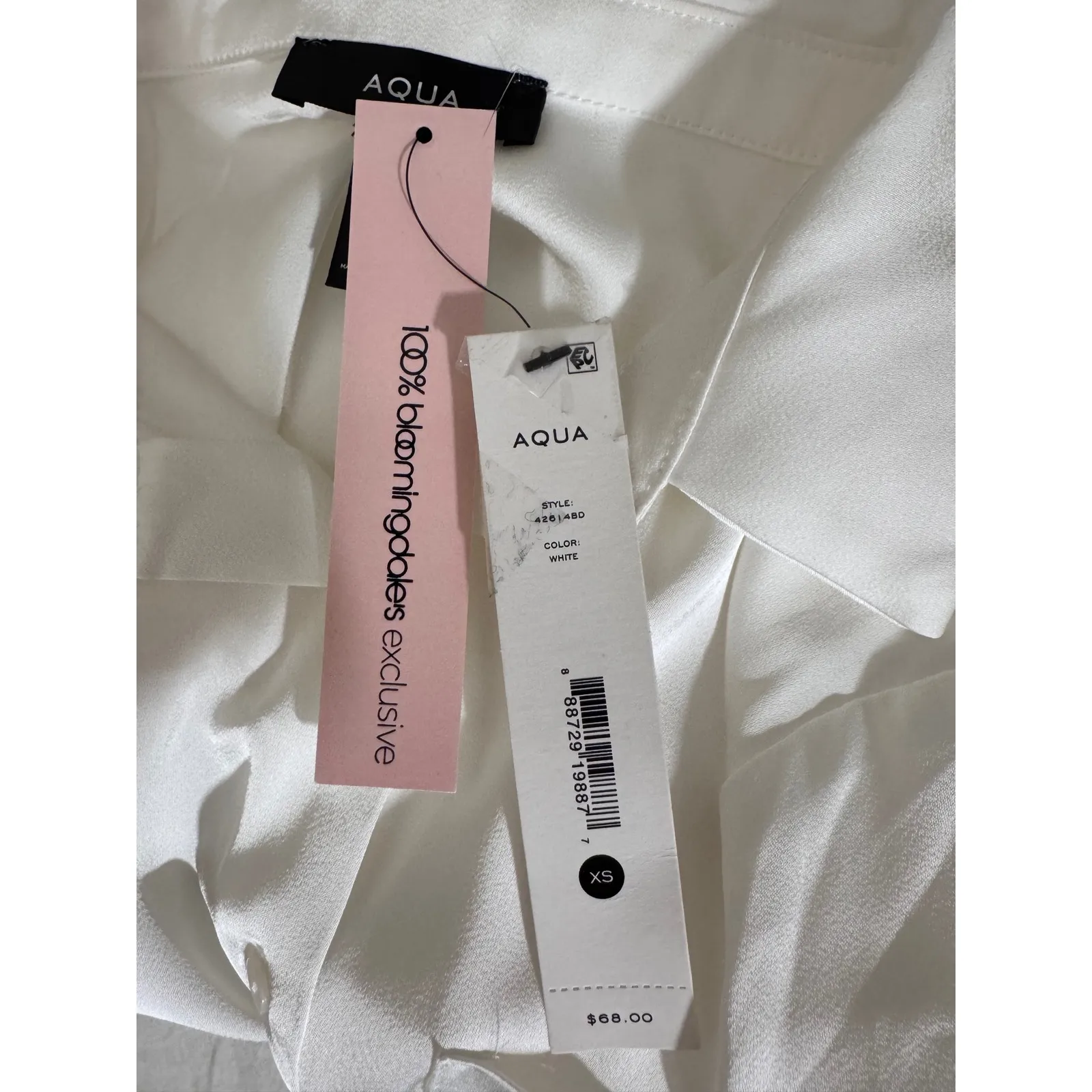 AQUA White‎ Long Sleeve Button-Up Top Shirt Career Casual Women XS - Image 9