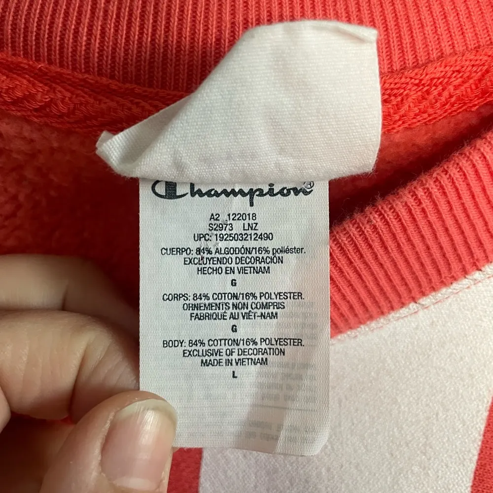 Retro Champion Reverse Weave Crew Neck Sweatshirt Sz Large Salmon Pink Unisex - Image 4