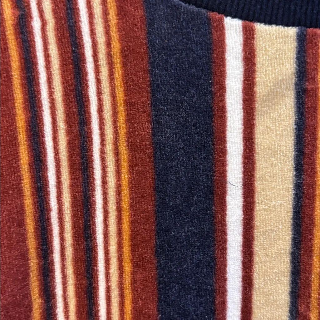 FOREVER 21 BRAND..MULTI COLORED VELOUR STRIPED SWEATER RUST BLUE CREME WHITE - Image 3