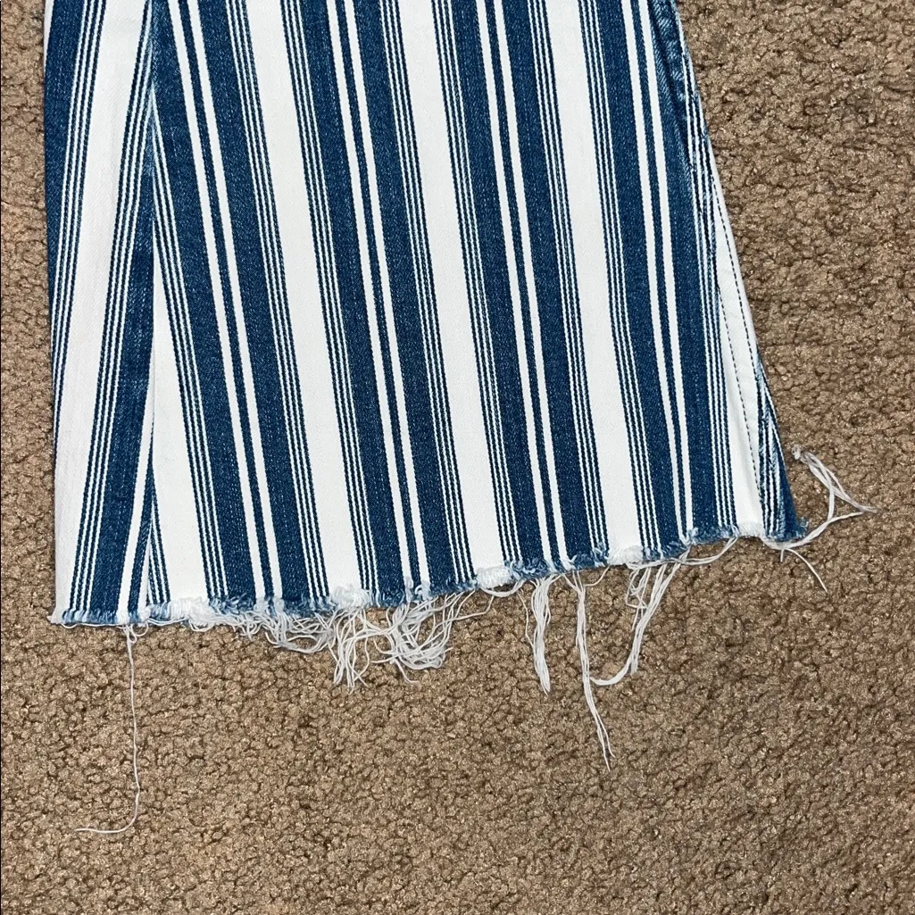Free People Jolene Railroad Stripe Flare Bell Bottom Low Rise Jean Blue White 25 - Image 4