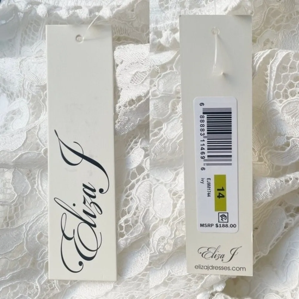 NWT Eliza J Fit & Flare Ivory White Lace Flutter Sleeve Short Dress Size 14 NEW - Image 13