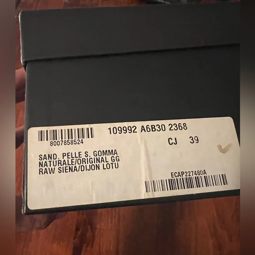 GUCCI GG Monogram Vintage Canvas Wood Slides Mules Box Dust Bag 39 Brown Tan Y2K - Image 3