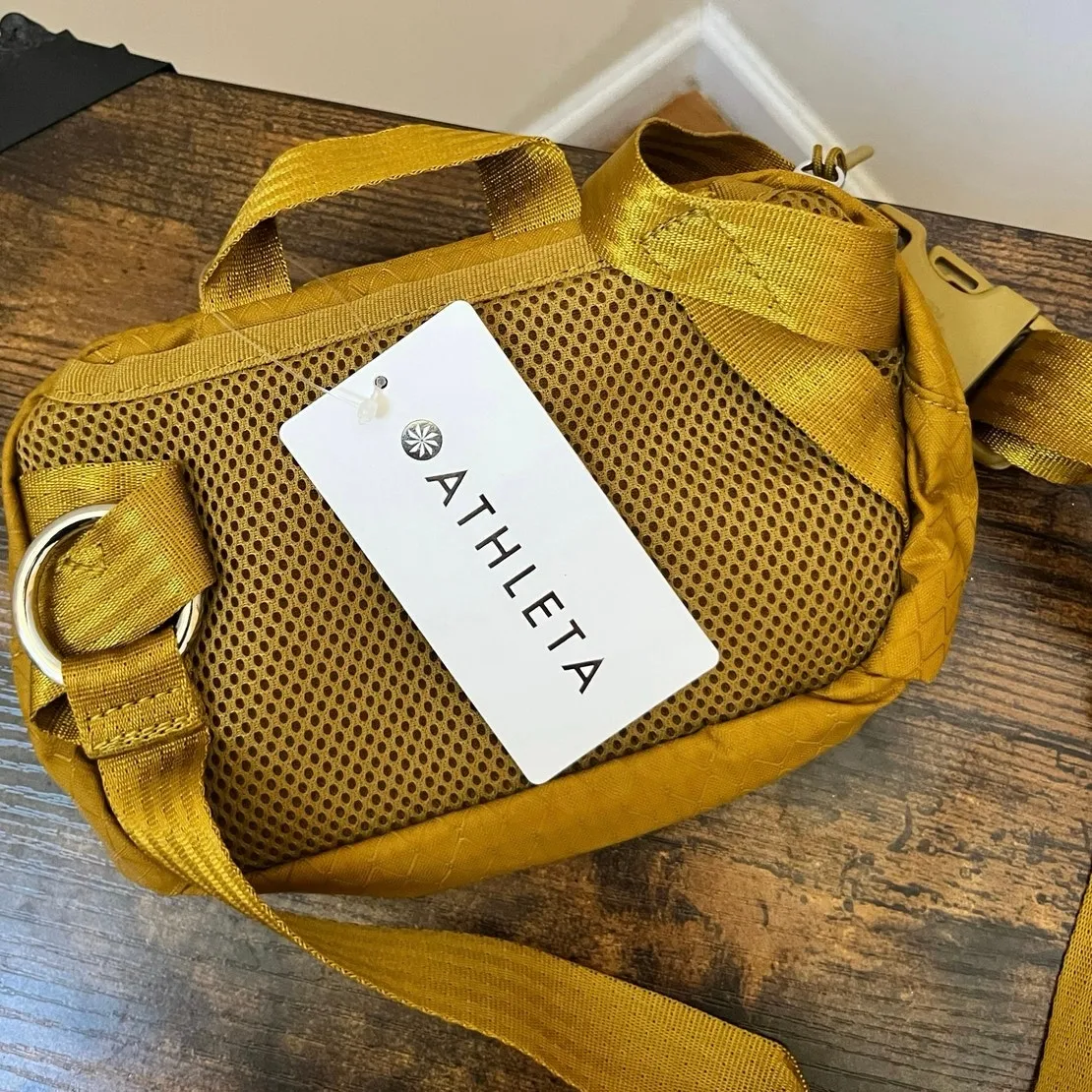 Athleta New Excursion Crossbody Beltbag Water Repellent Ripstop Mustard Yellow - Image 3