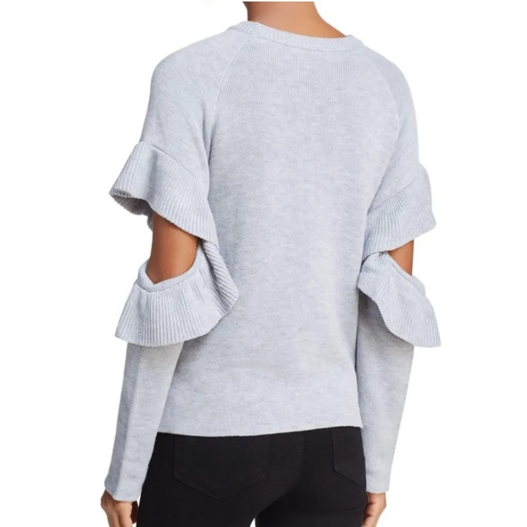 Endless‎ Rose Ruffled Cut Out Sleeve Sweater Grey M - Image 2