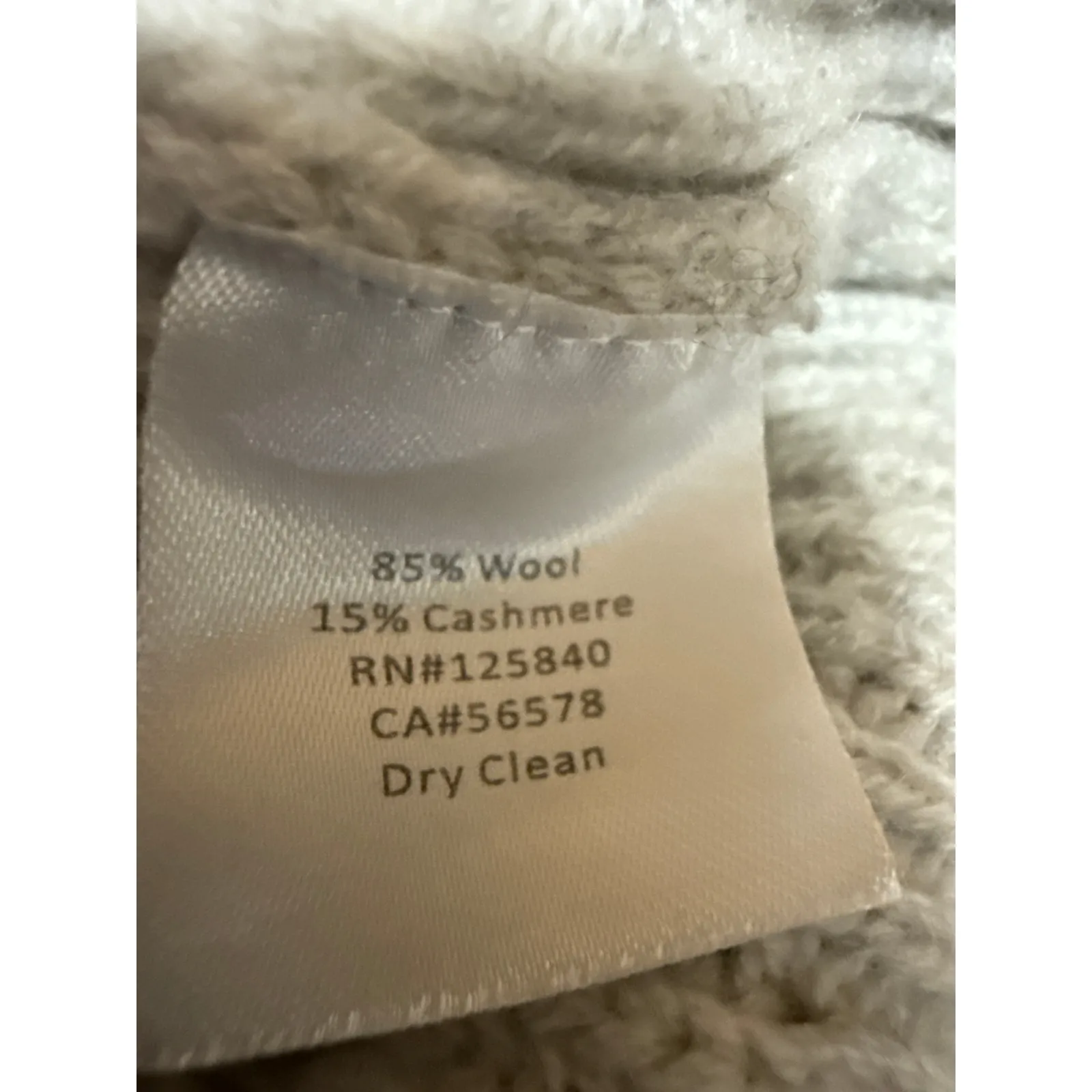 Intermix Wool Cashmere Beige Tan Rib Knit Fringe Hooded Long Sleeve Sweater Sz S - Image 4