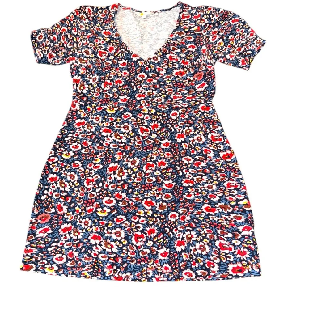 Boden Knit Floral Puff Sleeve V-Neck Dress 6 EUC Vibrant Summer - Image 11