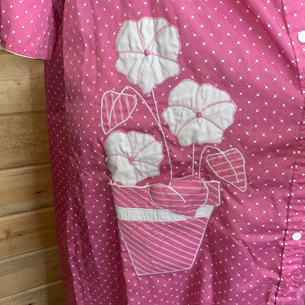 Model Coat Vintage Polka Dot Pink Flowerpot House Dress Mumu Size undefined - Image 3