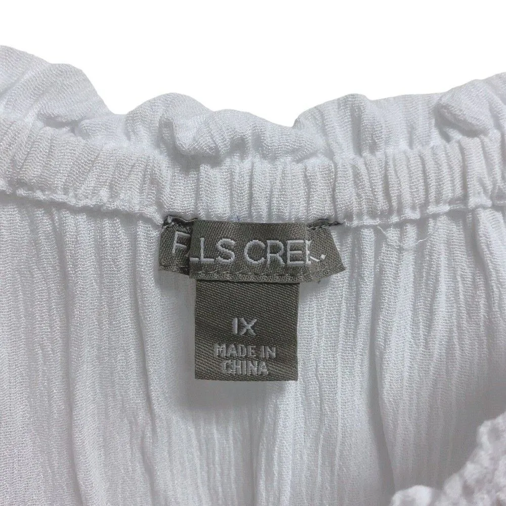 Coldwater Creek Woman's Plus 1X White Blouse Off Shouder Semi Sheer Gauzy? Top - Image 5