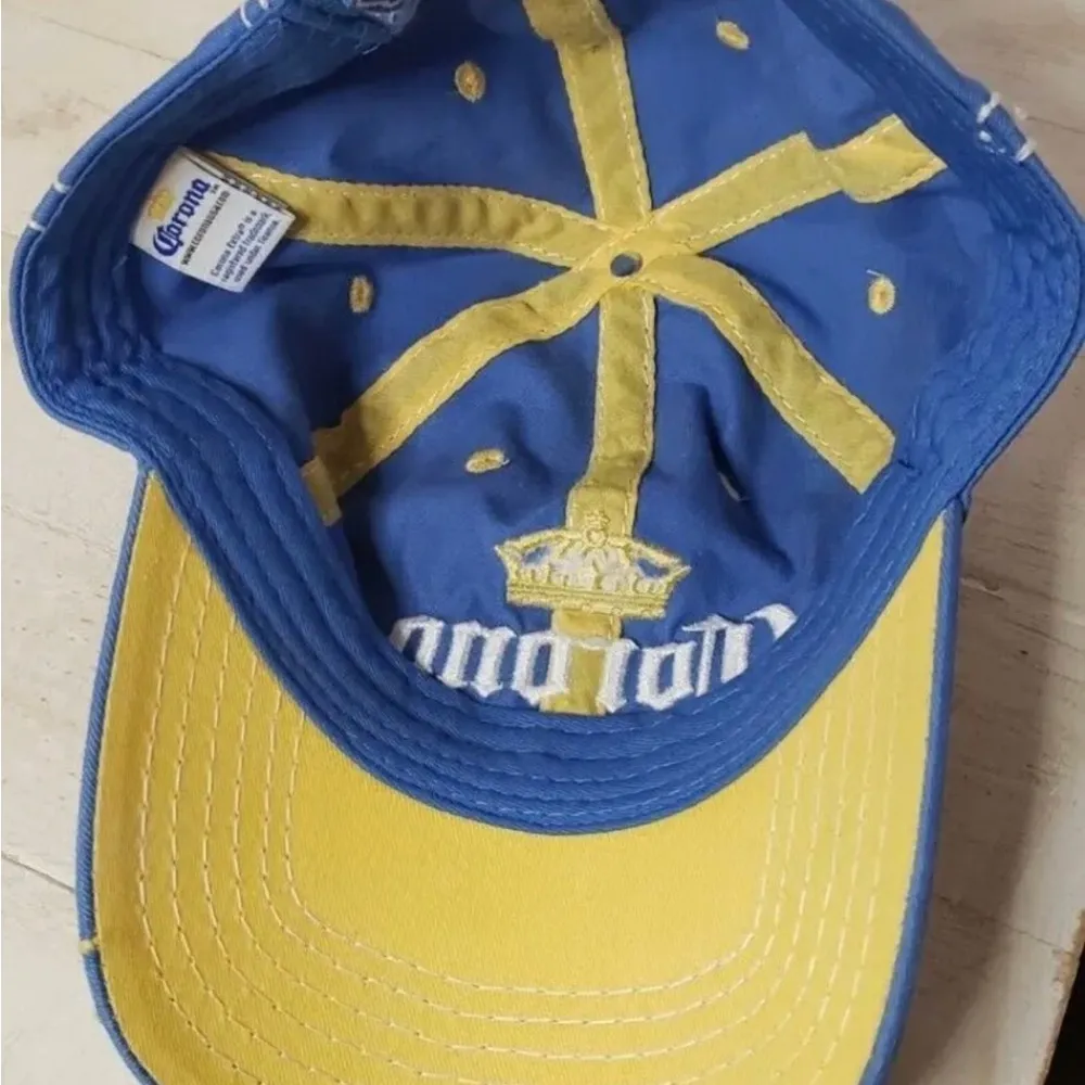 Corona Extra Adjustable Blue Baseball Cap with Yellow Stitching - Image 2