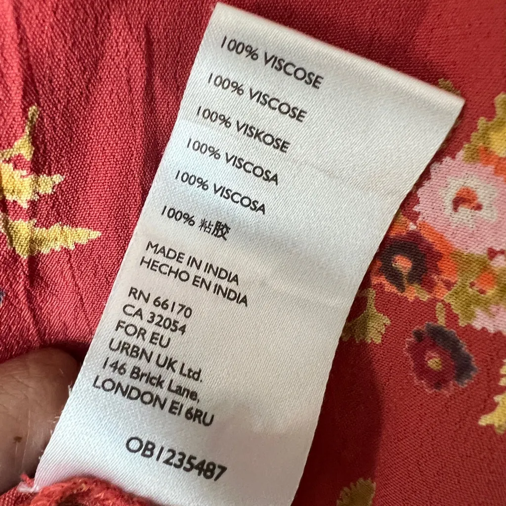 Urban Outfitters UO Elle‎ Red Floral Button Front Midi Dress Women’s Small - Image 10