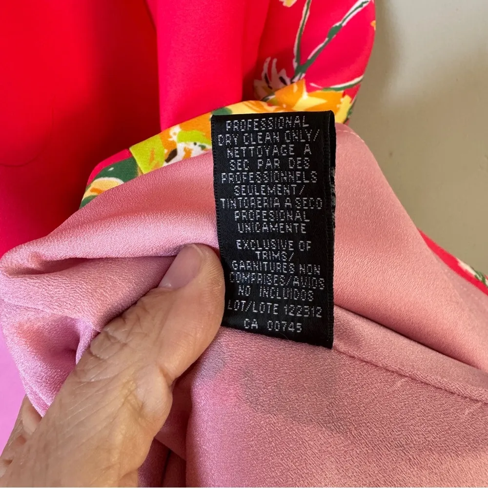 David Meister colorblock orchid floral belted sleeveless sheath dress sz 2 - Image 10