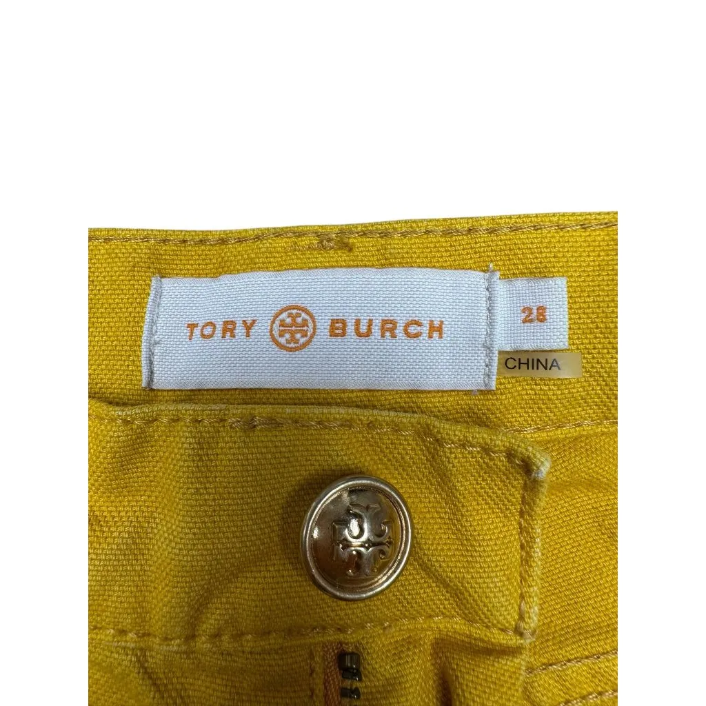 Tory Burch Yellow Flare Leg Jeans Size 28 C0132 - Image 10