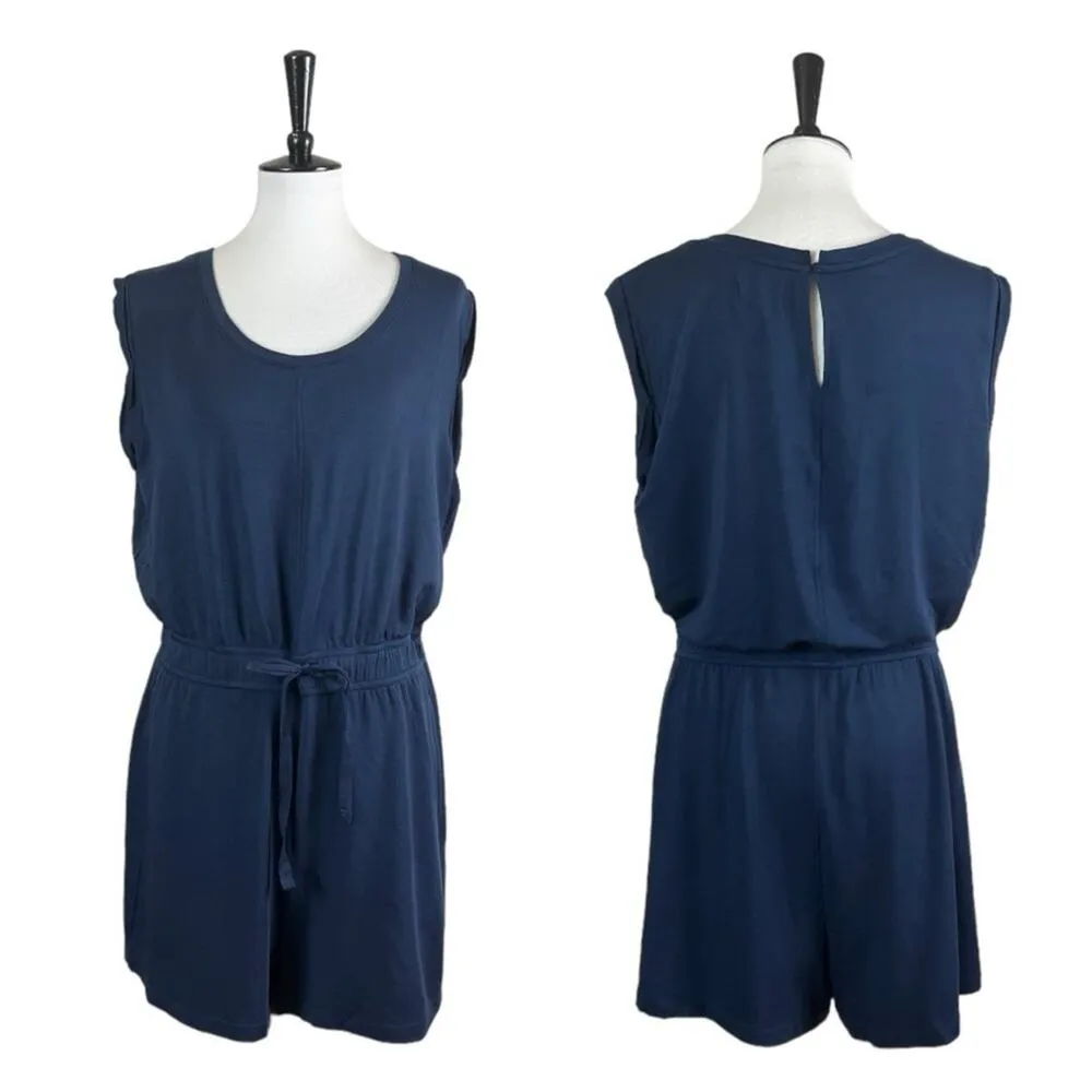 Lou & Grey Women’s Romper Pockets Sleeveless Ponte Knit Navy Blue Size Large - Image 12