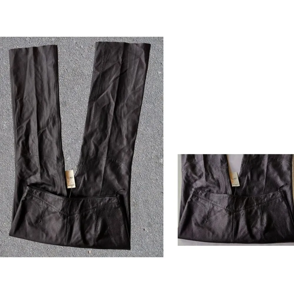 VTG Express World Black Leather Pants Size 11/12 High Rise Straight Leg … - Image 8