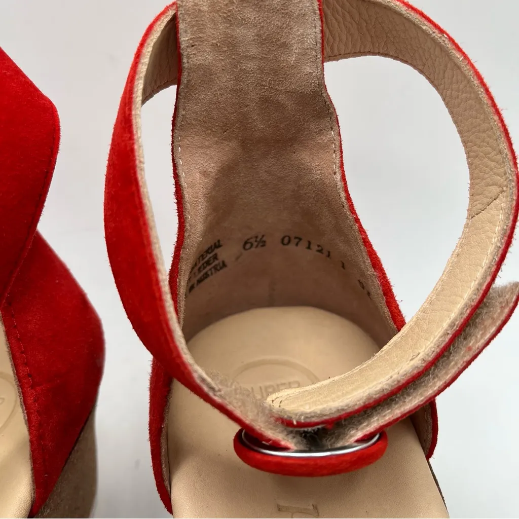 Paul Green Venice Wedge Sandal red suede size UK 6.5 US 9 NWOB - Image 4