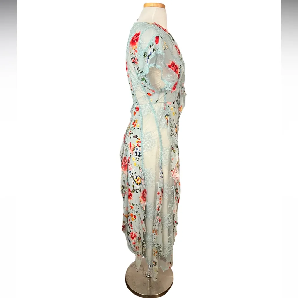 Alice and Olivia Kadence Silk and Lace Godet Dress w/ Ruffled Frills Size 4 - Image 12