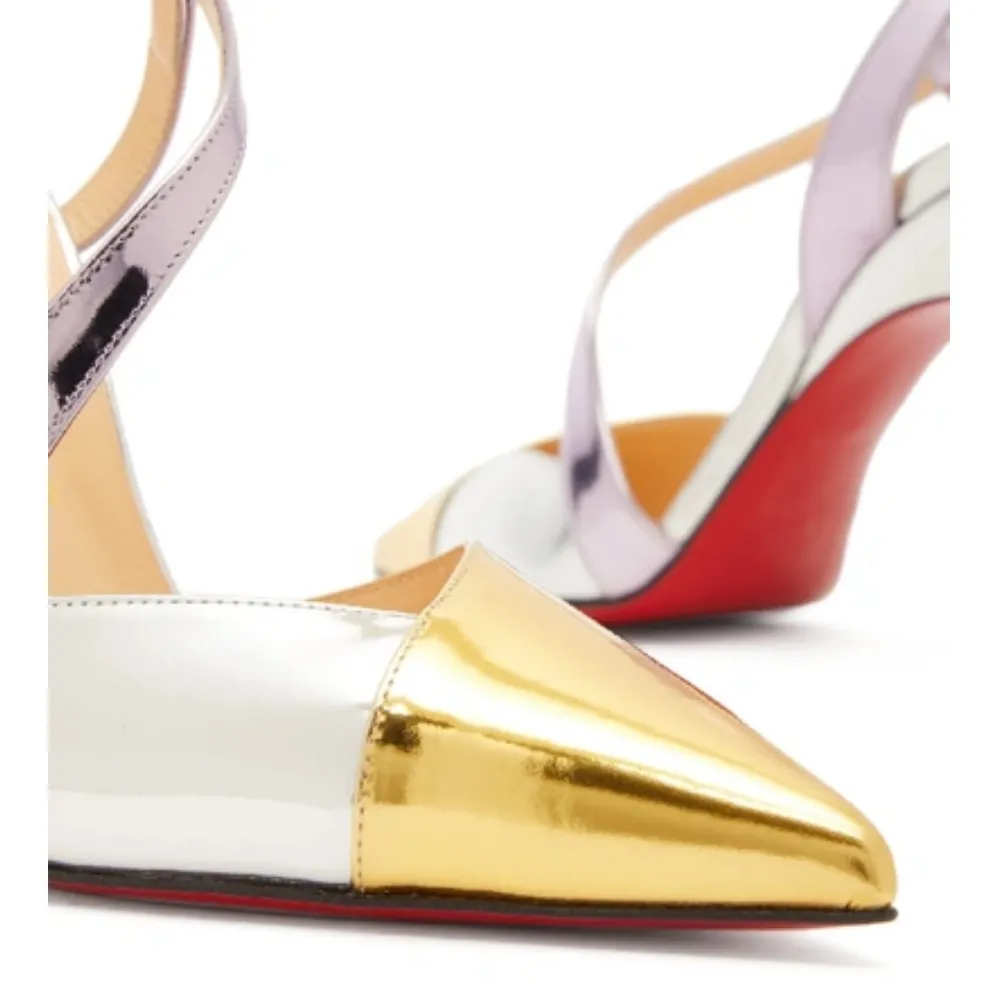 NWT Christian Louboutin Metallic 100mm Platina Specchio Leather Pumps Heels - Image 7