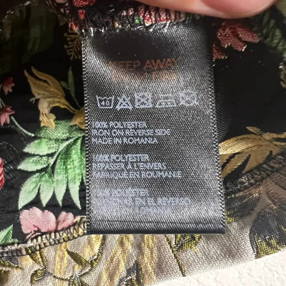 Tropical Hibiscus Leaf Print Jacquard Mini Skirt Size S - Image 6