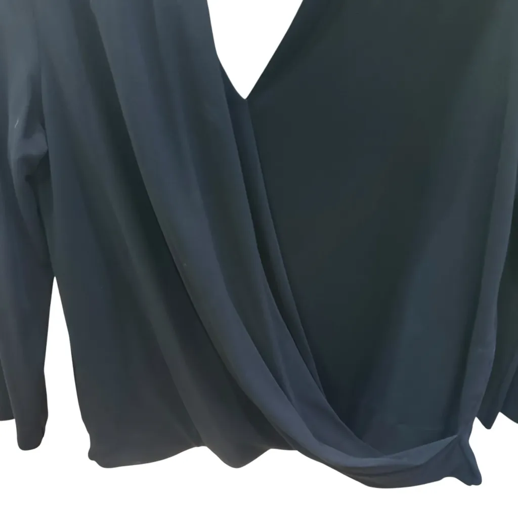 MM LaFleur Deneuve Faux Wrap Blouse Black 3/4 Sleeves Work Career Minimalist M - Image 8