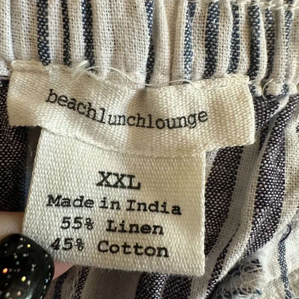 Beach Lunch Lounge Stripe Wide Leg Linen Flowy Crop Pants XXL NEW without Tags - Image 3