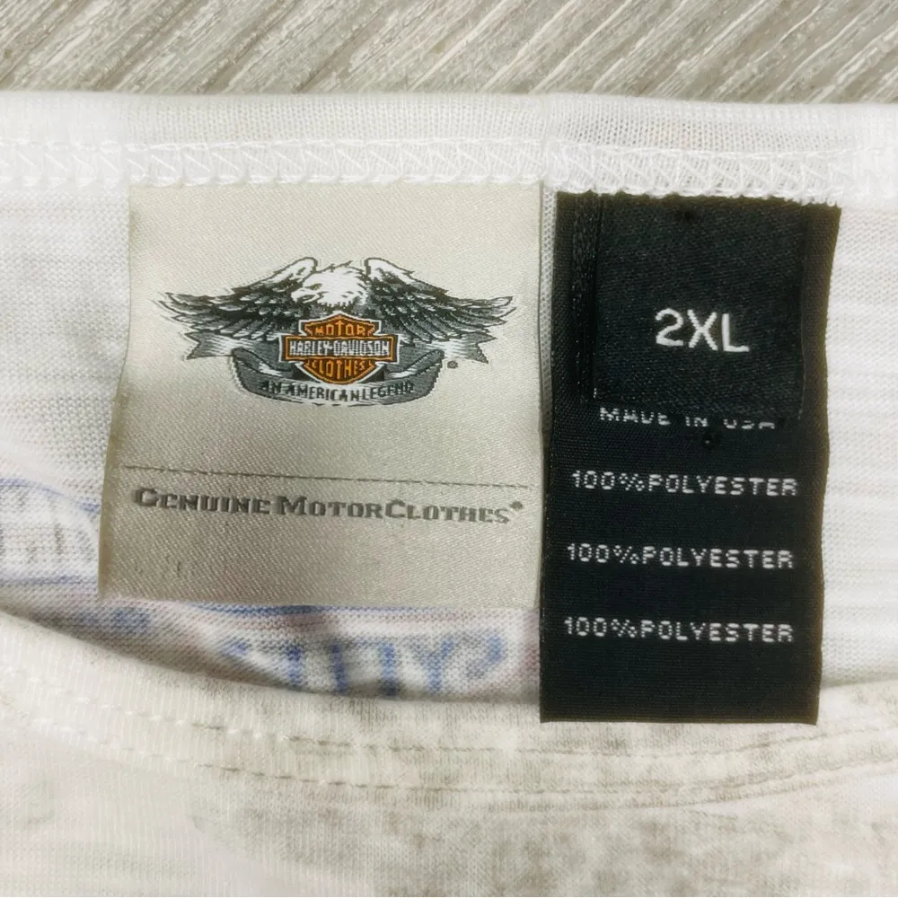 Harley Davidson American flag patriotic short sleeve t shirt w/ rhinestones 2x - Image 3