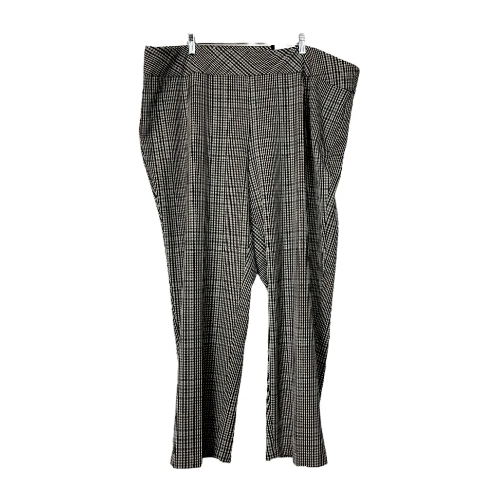 Roz & Ali Pants Pull On Slim Fit Straight Leg Brown Cream Plaid Women’s Size 22W - Image 4