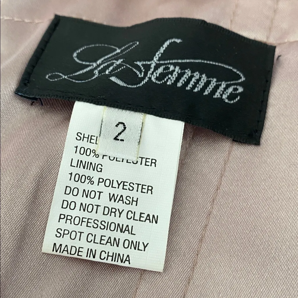 La Femme NWTs Mauve Dusty Rose Elegant Lace Dress size 2 Chrystal Rhinestone - Image 11