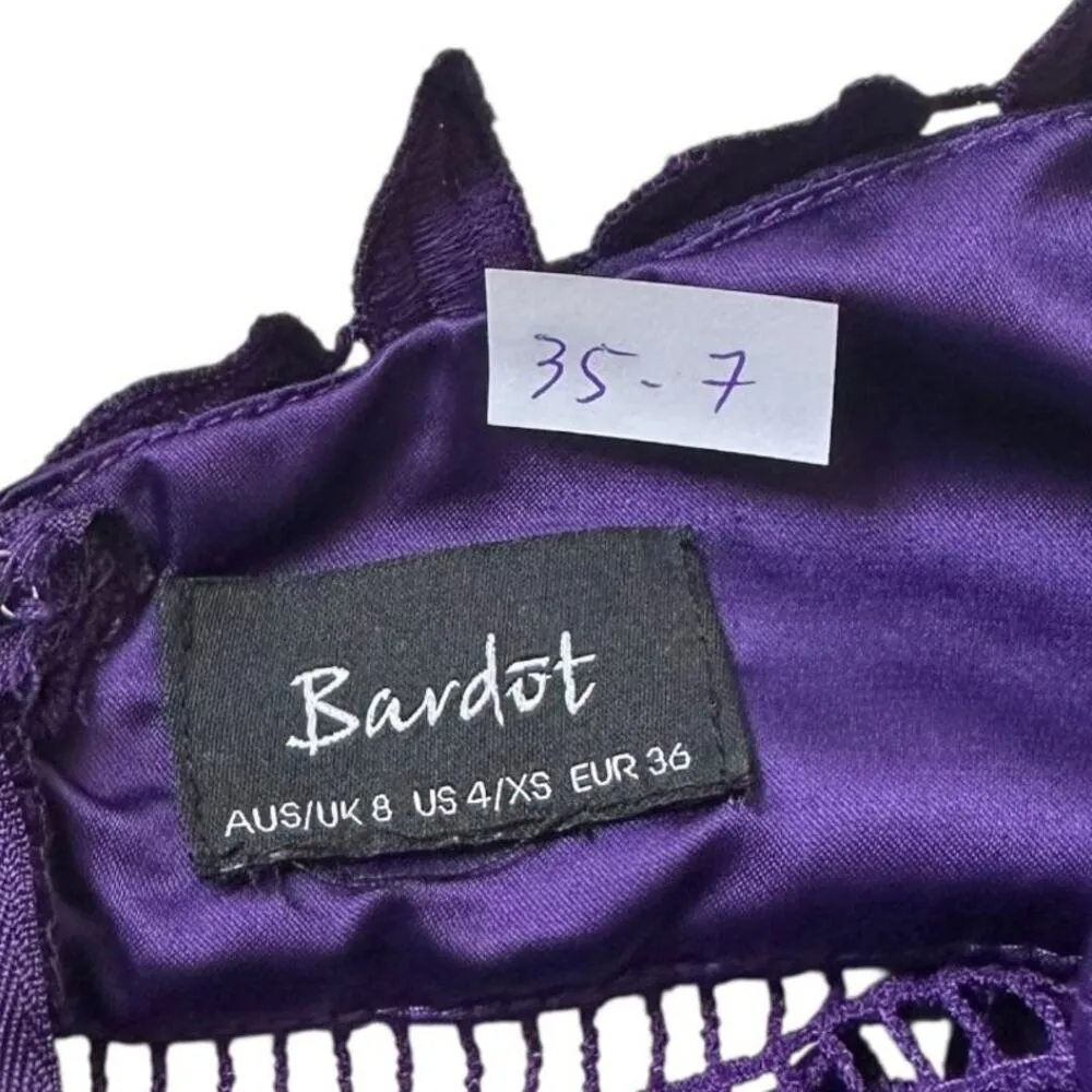 Bardot Gemma Purple Open Back Embroidered Halter Pencil Dress Women 4/XS | 35-7 - Image 6