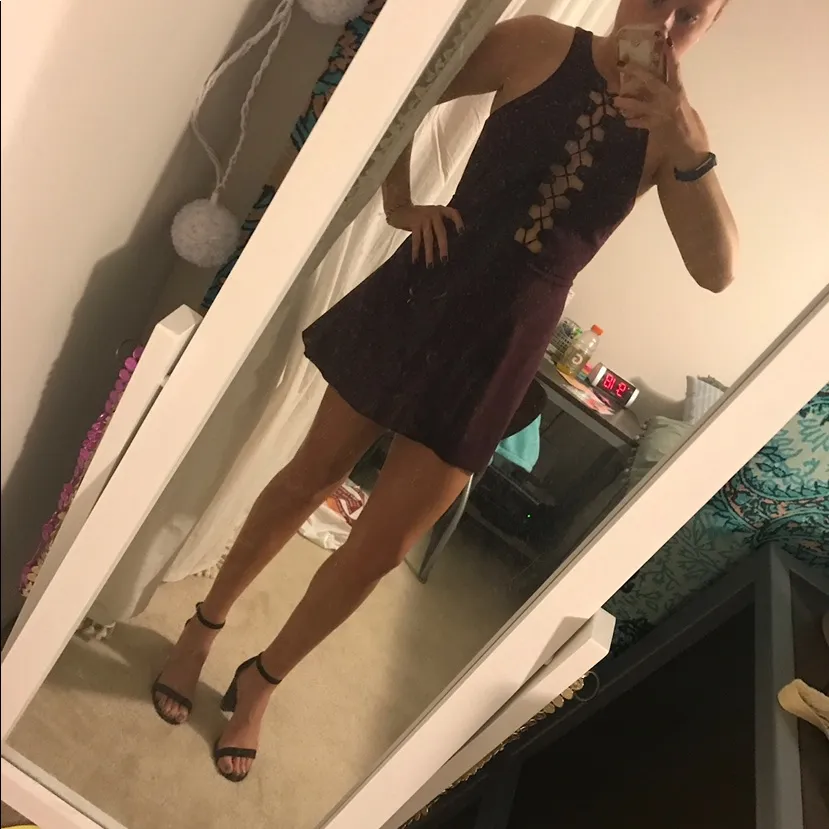 Urban Outfitters Maroon Lace Up Front Dress - Image 2