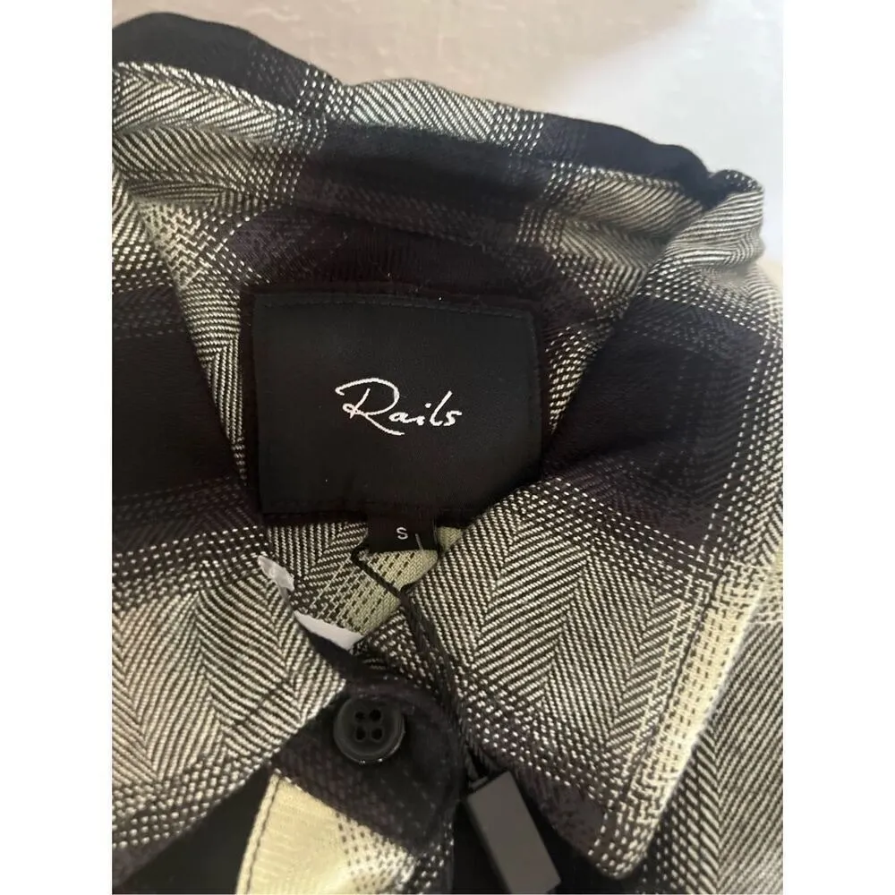 Rails Hunter Plaid Button Up Shirt, Long Sleeve, 90's Black/White, Small, NWT - Image 4