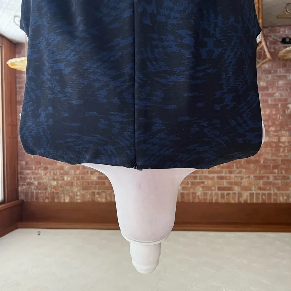 Mario Serrani Italy Dress Ponte Knit Sheath Black Blue Sleeveless L Party Work - Image 11