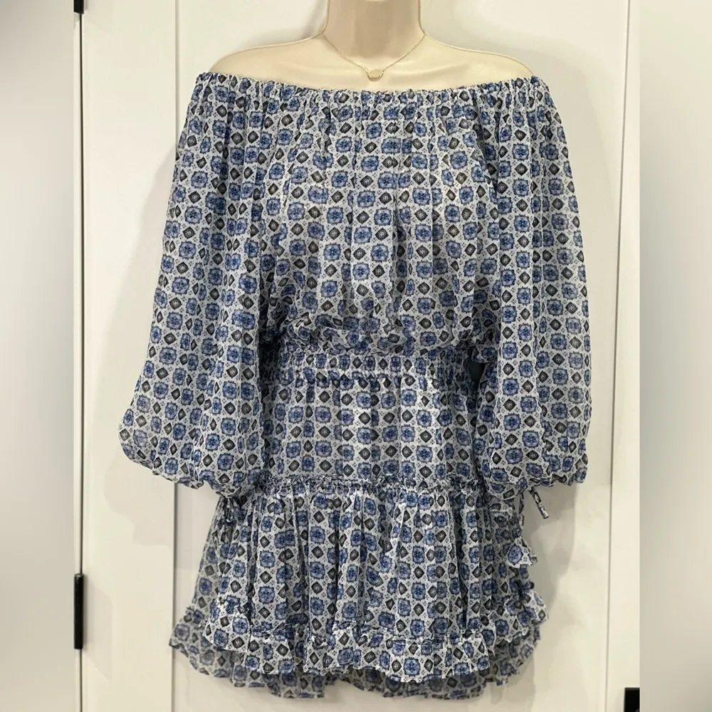 NWT Misa Los Angeles Zonia Mini Dress XS Blue Garden Party - Image 4