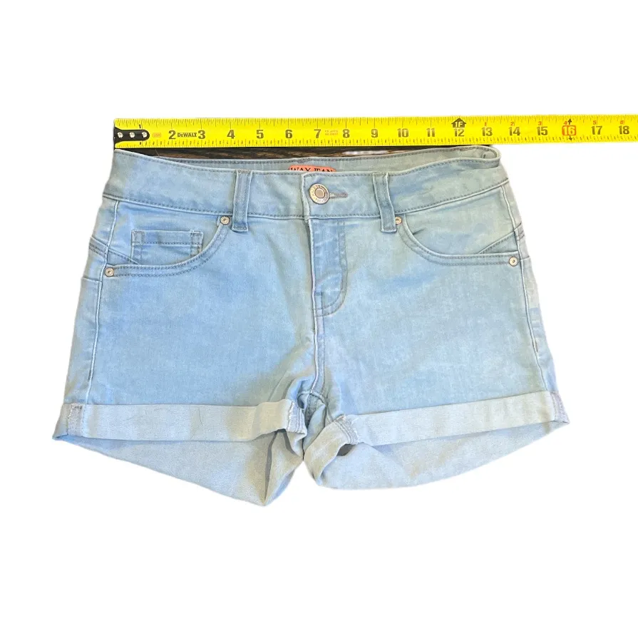 Wax Jean‎ Women’s Small Light Wash Denim Zip Button Close Cuffed Shorts - Image 7