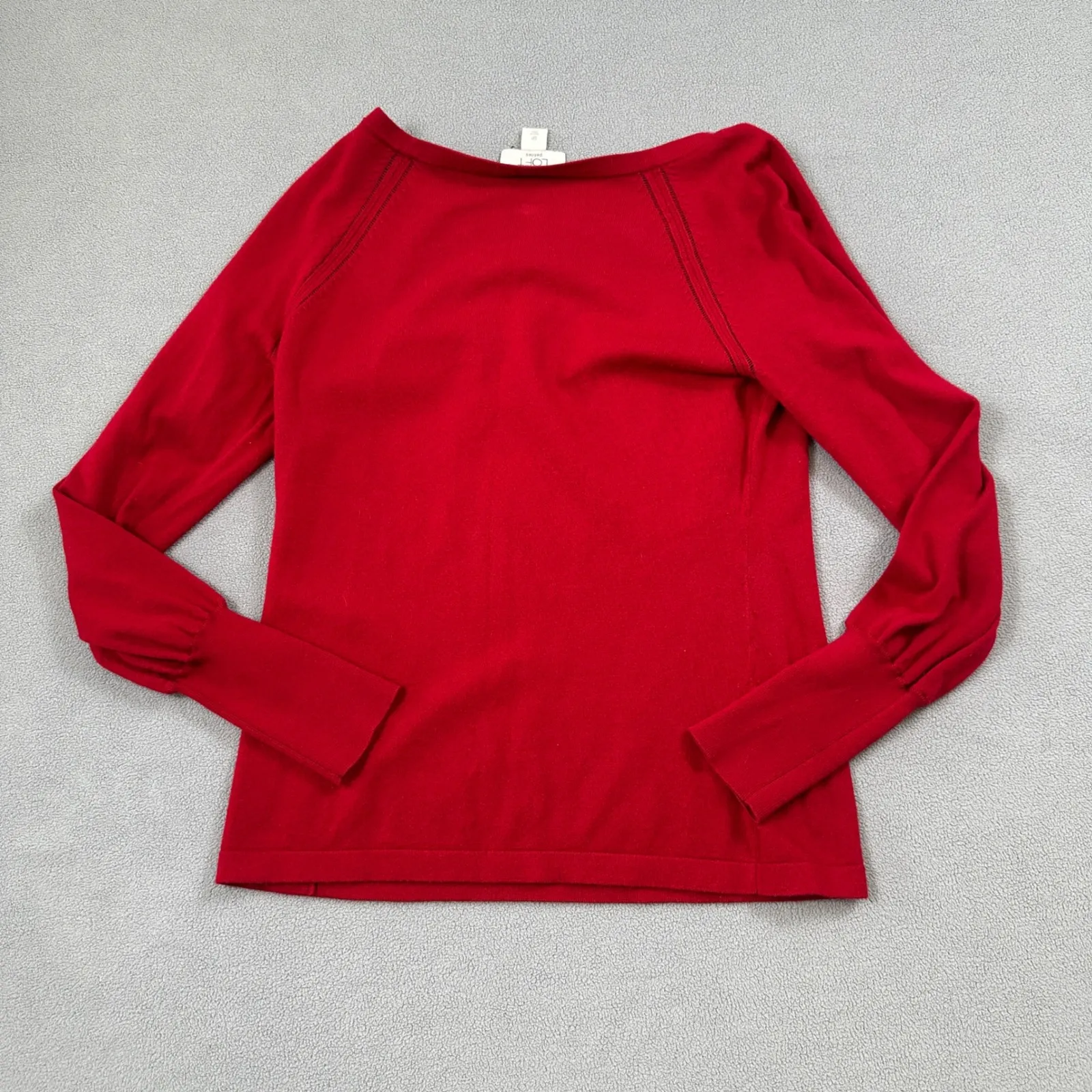 ANN TAYLOR LOFT Petites Knit Top Blouse Womens SP Red Long Sleeve Boat Neck Size undefined - Image 2