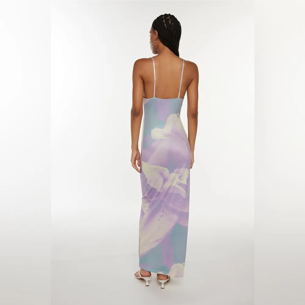 NWT Motel Norila Floral Knit Maxi Dress Size Large purple orchids - Image 3